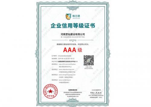 企業信用等級證書